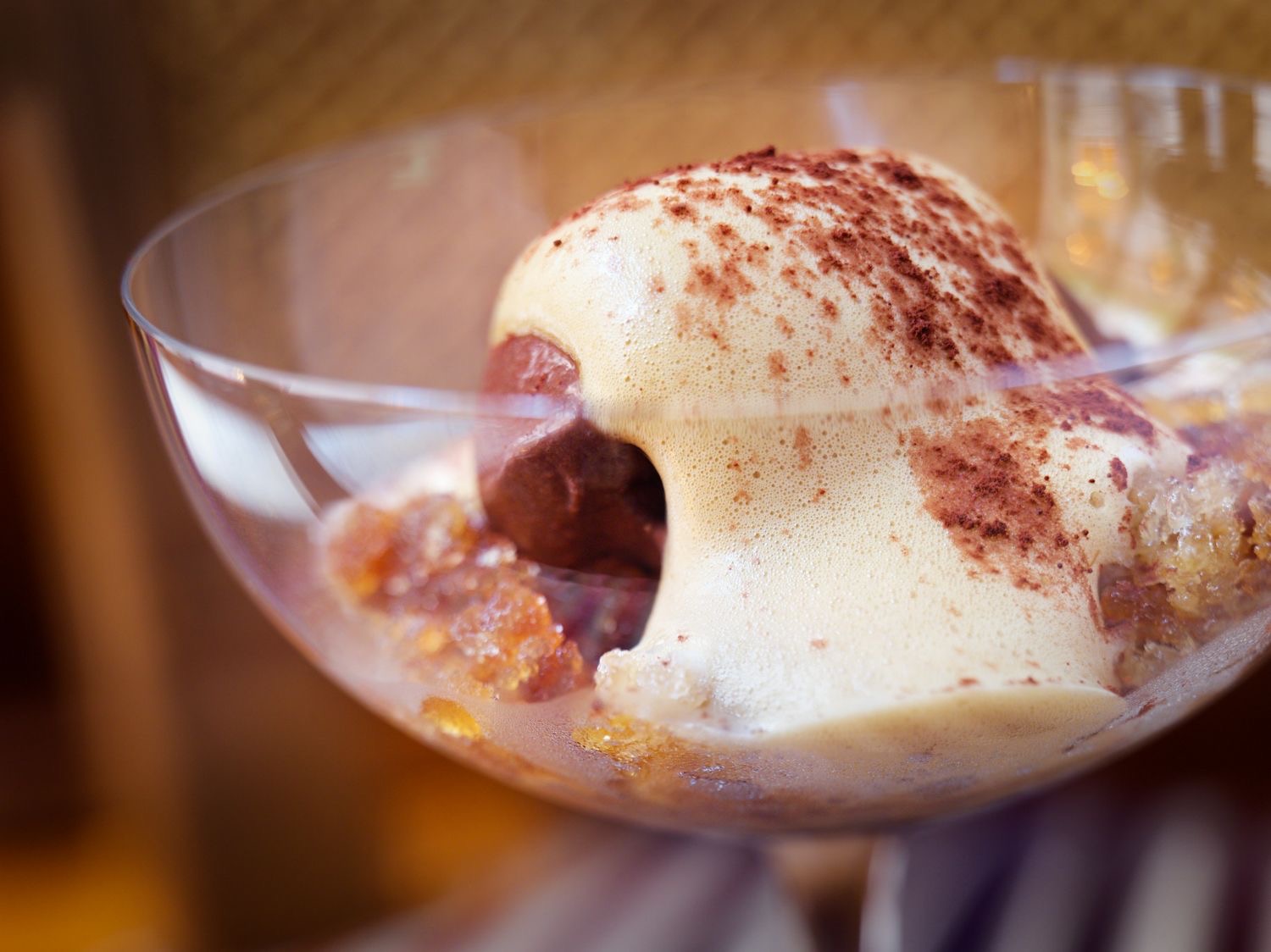 Granité café/sorbet au chocolat/sabayon - Piege